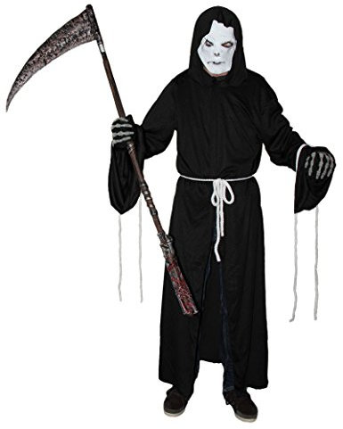 Foxxeo Sensemann Kostüm mit Maske für Herren - Größe S-XXXL - Sensenmann Halloween Kaputzen Umhang Karneval Fasching Größe XXL