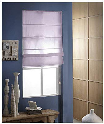 MADECOSTORE Boot, Blickdicht, gerader Boden, Figue – 60 x 180 cm – Selbstsichernder Mechanismus Raffrollo, Baumwolle, Violett, 60l x 180L cm