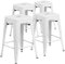 Flash Furniture 4 Stück in der Packung 60,96 cm hoher rückenfreier weißer Theke-Hocker mit quadratischem Sitz aus Metall für innen und außen