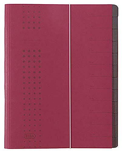 Elba Ordnungsmappe chic A4 aus Karton, 12 Fächer, bordeaux