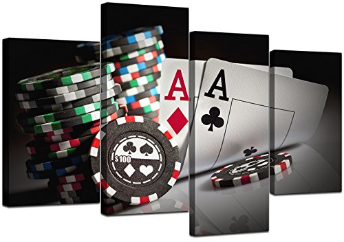 Wallfillers Extra Large Black White Red Poker Canvas Wall Art 130cm Set XL 4048