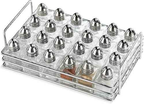 New Star Foodservice 28423 Mini Salt and Pepper Shakers with Rack Set, Glass, Silver