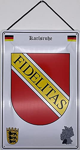Blechschild mit Kordel 30 x 20 cm Wappen Deutschland - Karlsruhe - Blechemma