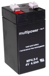 MultiPower Batteria al piombo MP4.5-4 4,0 Volt 4,5 Ah con connettori da 6,3 mm