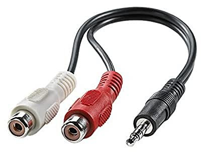 marque+generique Value 11.99.4340 Jack audio Câble de raccordement [1x Jack mâle 3.5 mm - 2x Cinch-RCA femelle] 0.20 m noir blindé