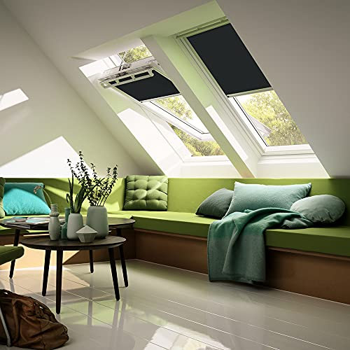 VELUX Original Sichtschutzrollo (RFL), Weisse Seitenschienen, S10, 610, 10, Schwarz // RFL S10 4069SWL