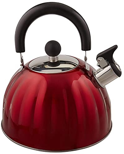 Mr. Coffee 91414.02 Flintshire Stainless Whistling Kettle, Stainless Steel, Metallic Red