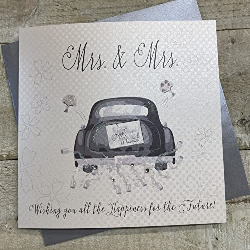 WHITE COTTON CARDS Frau & Frau handgemachte Hochzeit Karte (Partnerschaft, Auto)