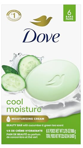Dove Skin Care Beauty Bar For Softer Skin Cucumber And Green Tea More Moisturizing Than Bar Soap 3.75 oz 6 Bars