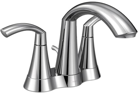 Moen Glyde Chrome Two-Handle High Arc Centerset Bathroom Faucet, 6172