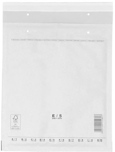 verpacking Luftpolstertaschen Versandtaschen Luftpolsterumschlag E5, Innenmaß 220 x 265 mm (Außenmaß 240 x 275 mm) Weiß Polsterumschläge selbstklebend geeignet für DIN B5+ (100 Stück)