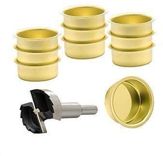 A.J. Wwe - Metallwaren GmbH Teelicht Tülle 40 mm und EIN Forstnerbohrer verzahnt 1 5/8'' (42 mm), Modell:10 Stck vermessingt
