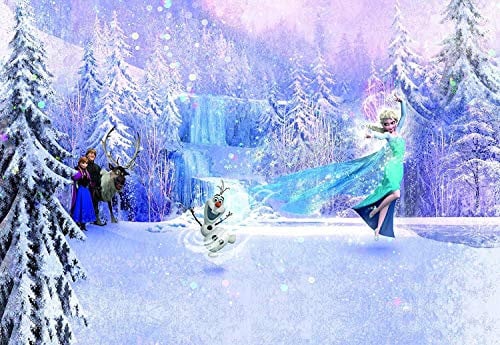 Komar - Disney - Fototapete FROZEN FOREST- 368 x 254 cm, Tapete, Wand Dekoration, Eiskönigin, Elsa, Anna, Olaf - 8-499