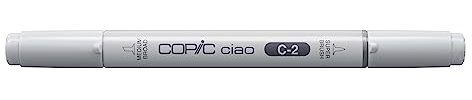 COPIC Ciao Marker Typ C - 2, cool gray No. 2, vielseitiger Layoutmarker, mit einer mittelbreiten und einer Brush-Spitze