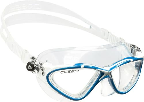 Cressi Planet Goggles - Premium Schwimmbrille für Schwimmen, Pool, Triathlon und alle Wassersportarten, Einheitsgröße, Erwachsene Unisex, Transparent/Blau Weiß