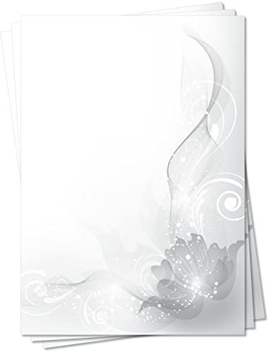 Motiv Briefpapier (MPA-5141, DIN A4, 25 Blatt) graue Blumen Ornamente Muster farbiges Motivpapier