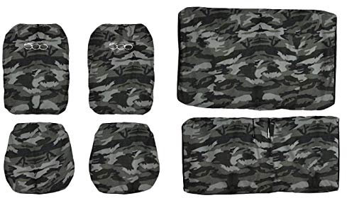 Lupex Shop 500_Mch Copri-sedili Auto Compatibili 500 | Mimetico Grigio | Set Copri-Sedile Anteriori e Posteriori | Logo Ricamato | Airbag Compatibile | Accessori Auto Interno
