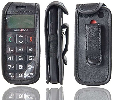 caseroxx Ledertasche für Swisstone BBM 320 | Hochwertige Tasche mit Gürtelclip zum sicheren Tragen am Gürtel, aus Echtleder