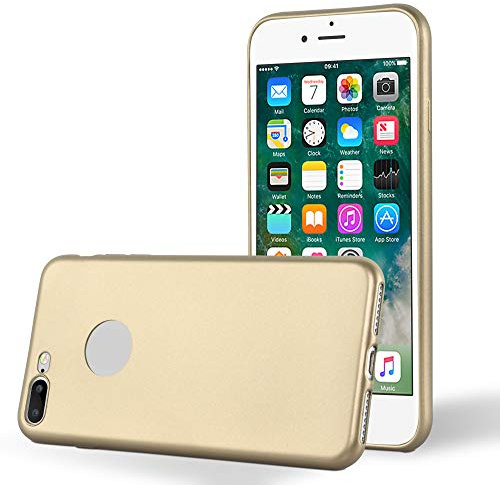 Cadorabo Hülle kompatibel mit Apple iPhone 7 Plus 7S Plus 8 Plus Schutzhülle TPU Silikon Case Metallic Design Slim Kratzfest Weiche Gummi mit Rundumschutz Case Hülle für iPhone 7 Plus 8 Plus in Gold