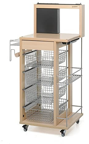 Foppapedretti IlCuciniere Carrello Cucina, Legno Massiccio faggio, Naturale, H117 P46 L60 cm