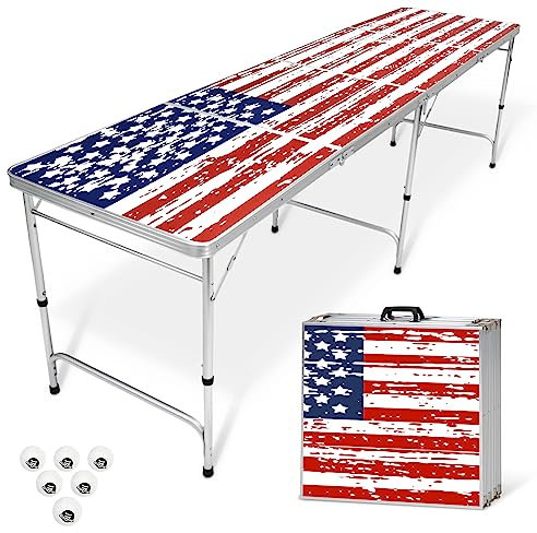 GoPong 8-Feet Beer Pong/Tailgate Table (American Flag Edition)