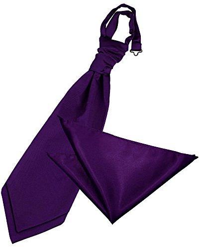 DQT Mens Plain Glossy Satin Wedding Cravat & Pocket Square Set - Formal, Business & Occasion