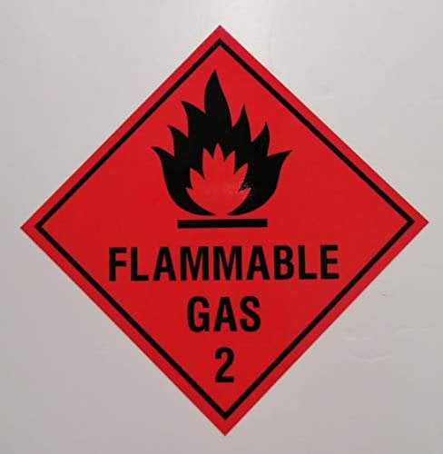 Dangerous substance labels Flammable 2 gas safety sign - Self adhesive sticker 300mm x 300mm