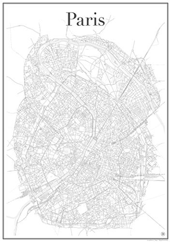 gridlines Paris Poster - Stadtplan Plakat Staßennetz (60 cm x 84 cm) Kunstdruck
