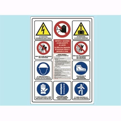Cartello per cantieri edili 12 norme di Sicurezza in Plastica 99x139 cm