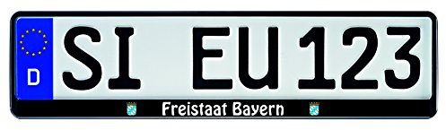 1 Paar Kennzeichenhalter schwarz mit Bundesland Motiv Wappen Bedruckt Kennzeichenhalterung Kennzeichenrahmen (Freistaat Bayern)