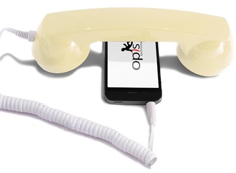 Opis 60s Micro: Auricular telefónico Retro y Vintage, Ideal para móvil. Adaptación a Auriculares Retro iPhone y Android con USB Beis