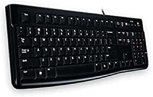 Logitech K120 Kabelgebundene Business Tastatur für Windows und Linux, USB-Anschluss, Leises Tippen, Robust, Spritzwassergeschützt, Tastaturaufsteller, Litauisches Layout - Schwarz
