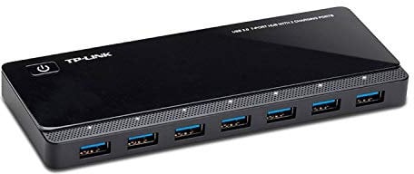TP-Link Powered USB Hub 3.0 mit 7 USB 3.0 Datenanschlüssen und 2 Smart Charging USB Ports Kompatibel mit Windows, Mac, Chrome & Linux OS, mit Power On/Off Taste, 12V/4A Power Adapter (UH720)