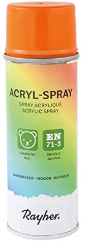 RAYHER HOBBY 34145210 Acryl-Spray, Acryllack, seidenmatt, Sprühlack für innen und außen, hohe Deckkraft, umweltbewusst spraylackieren, Dose 200 ml (1er Pack), orange