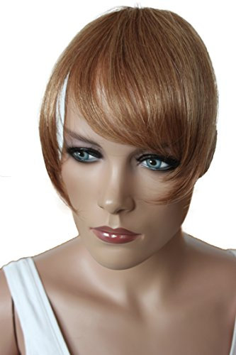 CAISHA 100% ECHTHAAR Pony Haarteil Haarverdichtung Haarverlängerung Dunkelblond Mix H313o