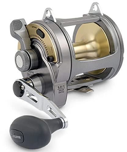 Shimano - Tyrnos – Multiplikatorrolle zum Hochseerangeln, Schwarz/Gold