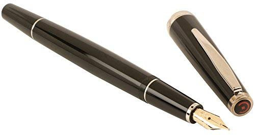 Cleo Skribent Patronen/Konverter-Füllhalter Classic Palladium, schwarz, 14Kt Goldfeder: breit (B)