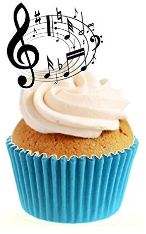 Sprinkles & Toppers Ltd Musical Notes Circle Edible Stand up Wafer Paper Cake Toppers