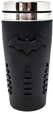 Paladone Batman Travel Mug with Silicone Grip Sleeve, 15oz, Insulated Stainless Steel Tumbler with Lid, Officially Licensed DC Comics Coffee Mug