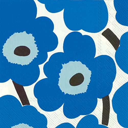 Ideal Home Range Boston International Marimekko 3-lagige Papierservietten, 15,2 cm, Blau Unikko