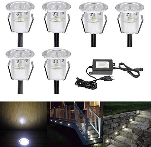 CHNXU 6er Set Terrassen Einbaustrahler LED Bodeneinbaustrahler Ø30mm 0.6W DC12V Kaltes Weiß IP67 Wasserdicht Edelstahl LED Einbauleuchten Aussen Deckenstrahler für Küche Garten Treppen Bad Balkon