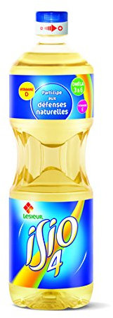 Lesieur - Isio 4 - Mélange d'huiles végétales pour friture et assaisonnement, tournesol, oléisol, colza, pépins de raisins - La bouteille de 1L - (pour la quantité plus que 1 nous vous remboursons le port supplémentaire)