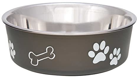 Loving Pets Stainless Steel Bella Dog Bowl Non-Slip Dishwasher Safe & Bacteria Resistant Metallic Pet Dish - Espresso - X-Large (1.8 Litre)