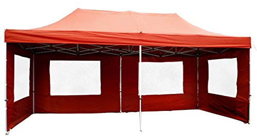 Falt-Pavillon Partyzelt mit Seitenteilen solide Ausführung für Garten Terrasse Feier Markt als Unterstand Plane wasserdichtes Dach 270/m² 3 x 6 m terracotta