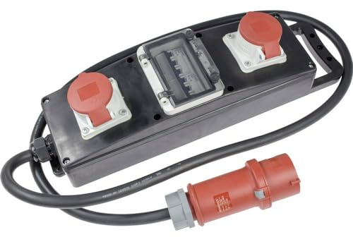 as - Schwabe Vollgummi Steckdosenleiste CEE 2 m H07RN-F 5G6-2 x CEE Steckdosen 400 V 16 A 5-polig - LS Baustromverteiler - Stromstation Baustelleneinsatz - Außenbereich - Made in Germany, 60806