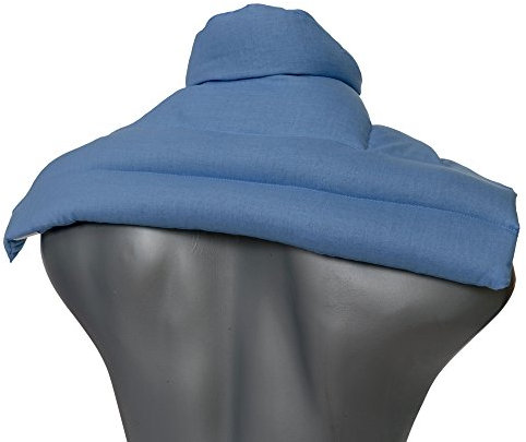 Coussin épaules et nuque avec col aux graines de groseilles - Bouillotte micro-ondes - Coussin thermique (Design: bleu ciel)