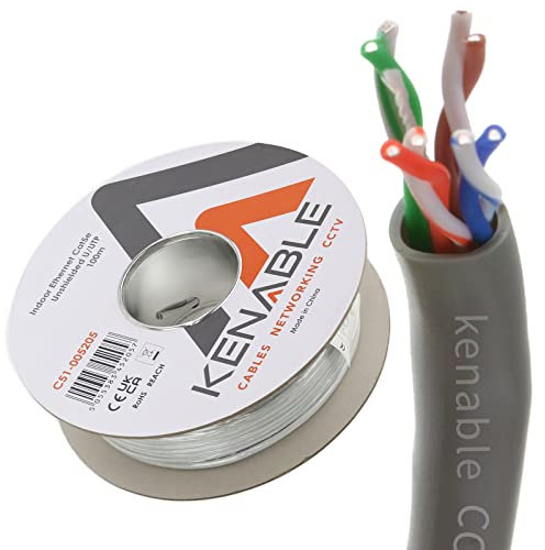 kenable Ethernet UTP CCA Cable Roll Network LAN Solid UTP CAT5e-CCA Grey 100m [100 metres]