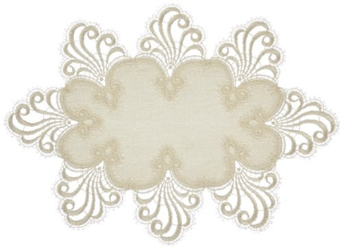 Plauener Spitze by Modespitze 3086M02_11_2325 Tischdecke Nizza, 23 cm x 25 cm, oval, Champagner