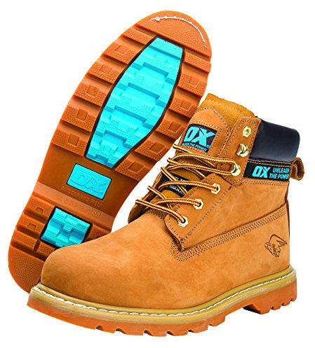 OX Tools Mens Honey Nubuck Safety Boot - Size 8, Brown, 8 UK EU