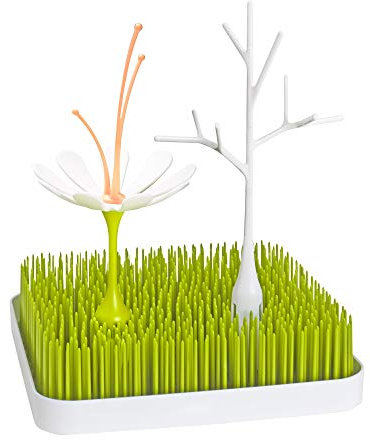 Boon Grass Countertop Drying Rack Bundle - Includes Grass, Stem, and Twig - Holds 4 Baby Bottles and Accessories - Baby Bottle-Feeding Supplies - 9.5 x 9.5 x 3
